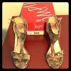 Impo Tempting TaupeMulti Painted PythonPrint Heels